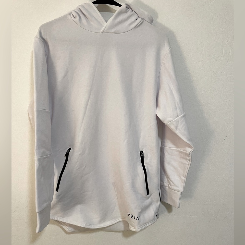 VEIN White Hoodie with Black Zippers